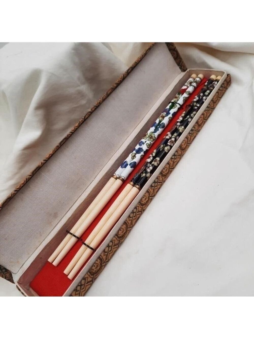 Cloisonne Chopsticks Set 2 Pair New Japanese Asian Decor